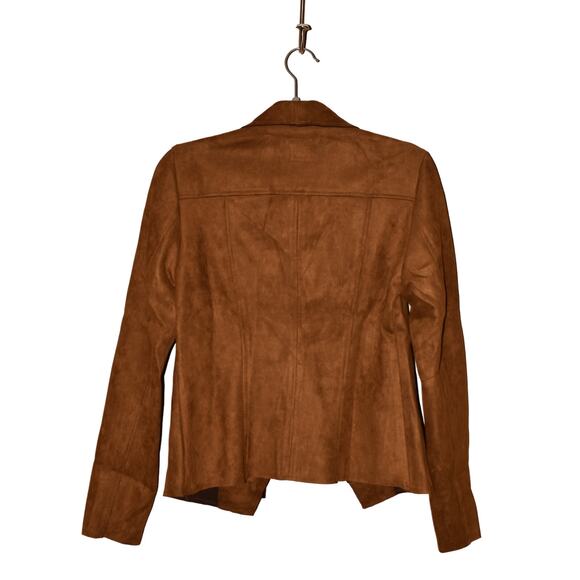 KUT FROM THE KLOTH NEW $89 Carina Faux Suede Drape Moto Jacket Brandy Small - Picture 3 of 7